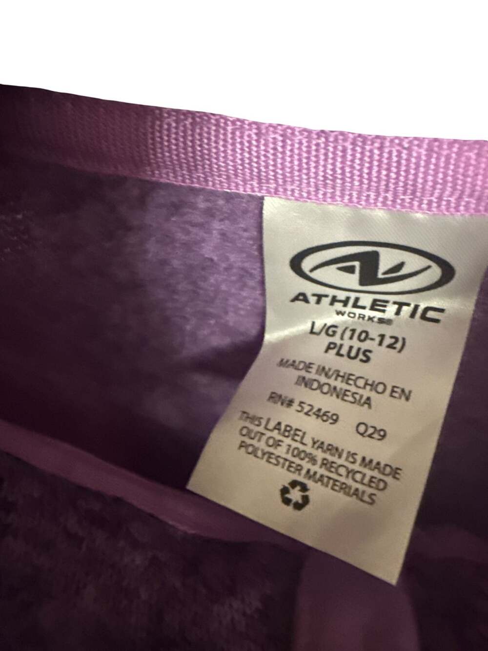 Athletic Works Fleece Pullover Size L 10-12 Plus Purple